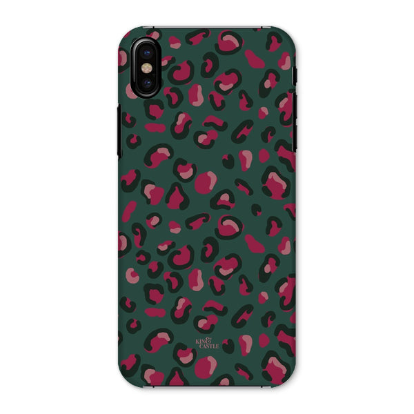 Green & Raspberry Pink Leopard Print Snap Phone Case
