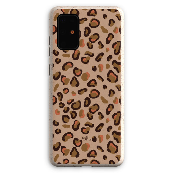 Tan & Coral Leopard Print Eco Phone Case