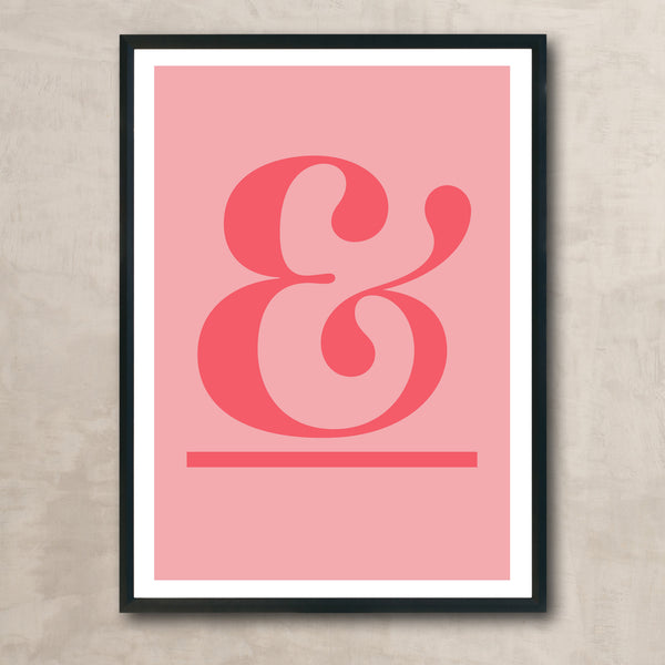 Ampersand Art Print (coral on pink)