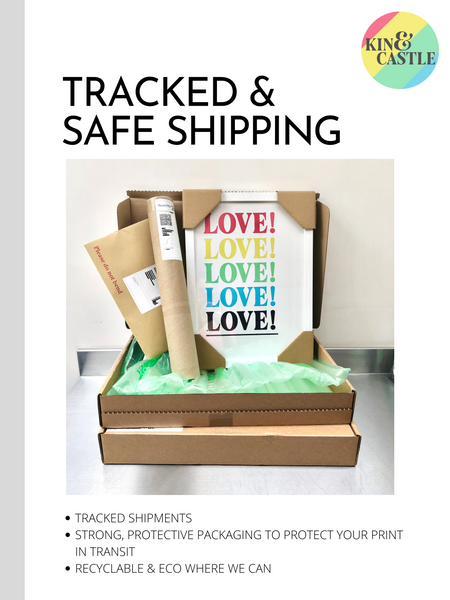 Gallery Wall Set of 3 Art Prints - Edit 3 - LOVE!, ampersand (grey) & Colour Me Happy (rainbow)