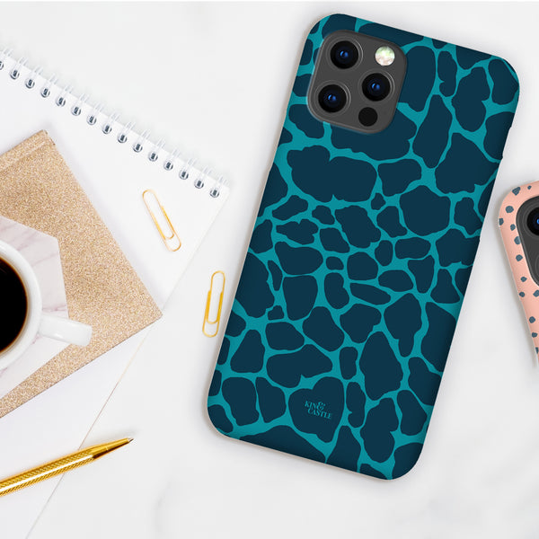 Blue & Teal Giraffe Print Tough Phone Case