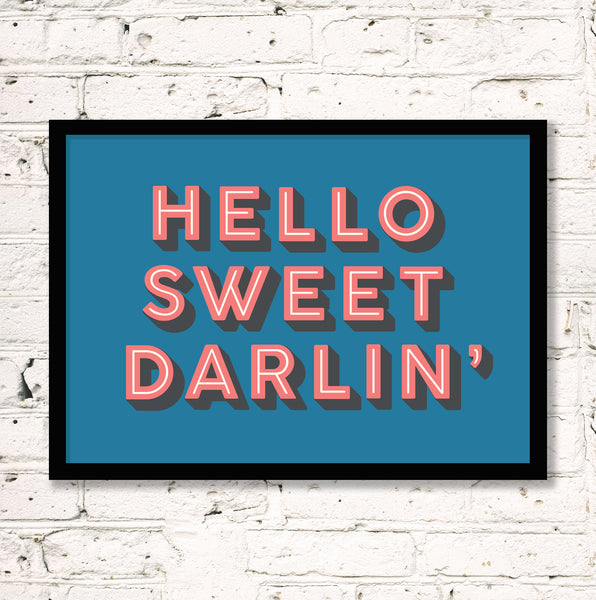 Gallery Wall Set of 3 Art Prints - Edit 1 - LOVE!, Hello Sweet Darlin' (blue & coral) and Tres Cool (grey & mustard)