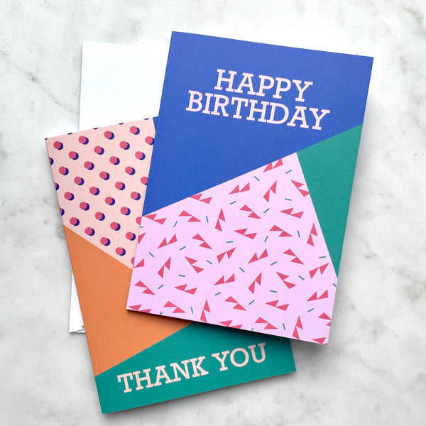 Life Hack Pack - Set of 6 Greetings Cards - Colour Pop Geometric Design