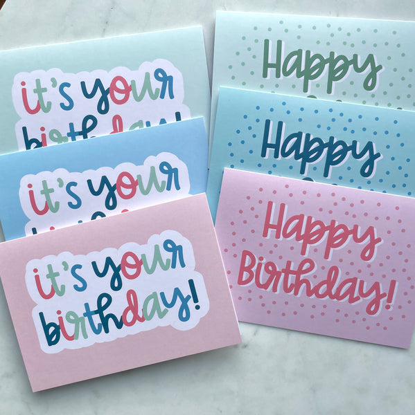 Birthday Cards Set - 6 super cute designs