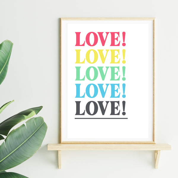 Gallery Wall Set of 3 Art Prints - Edit 1 - LOVE!, Hello Sweet Darlin' (blue & coral) and Tres Cool (grey & mustard)