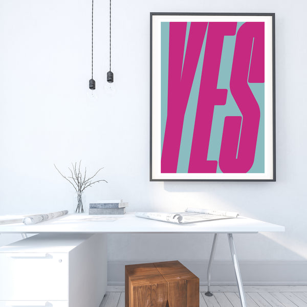 Yes (Pink & Blue) Art Print