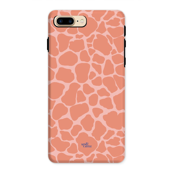 Peach Giraffe Print Tough Phone Case
