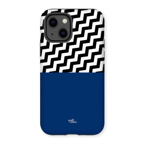 Geometric Zig Zag & Navy Blue Tough Phone Case
