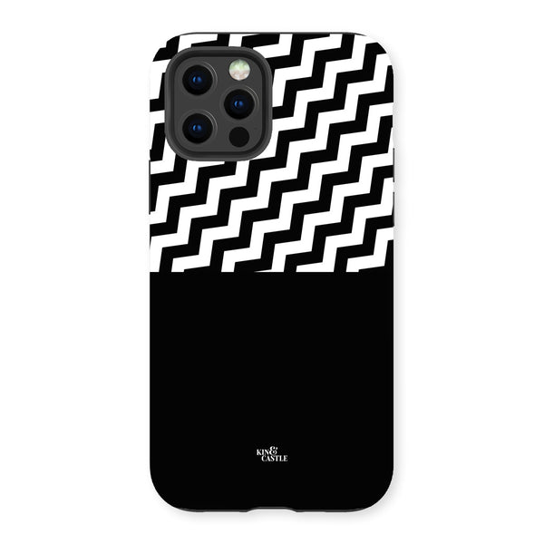 Geometric Zig Zag & Black Tough Phone Case