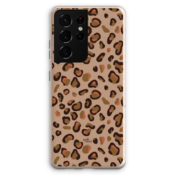 Tan & Coral Leopard Print Eco Phone Case