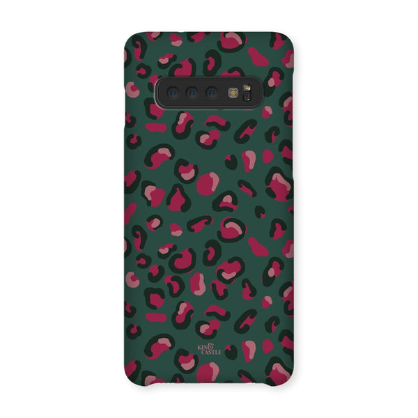 Green & Raspberry Pink Leopard Print Snap Phone Case