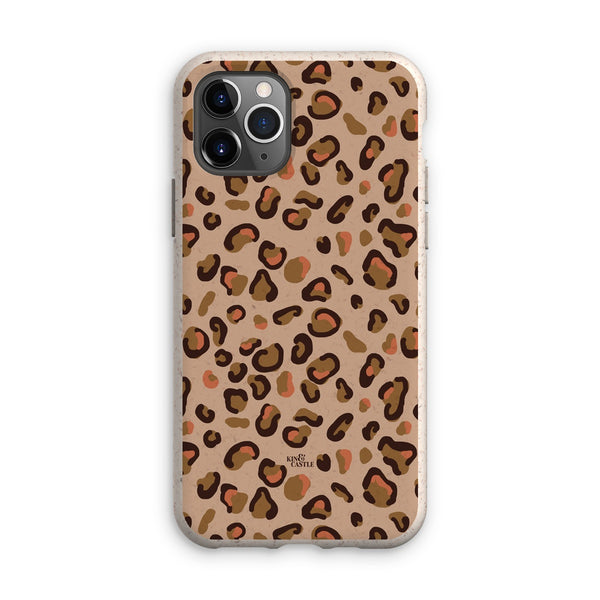 Tan & Coral Leopard Print Eco Phone Case