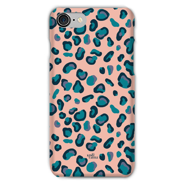 Peach, Teal & Blue Leopard Print Snap Phone Case