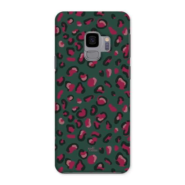 Green & Raspberry Pink Leopard Print Snap Phone Case