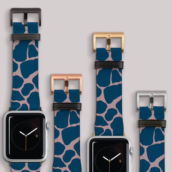 Pink & Blue Giraffe Print Apple Watch Strap
