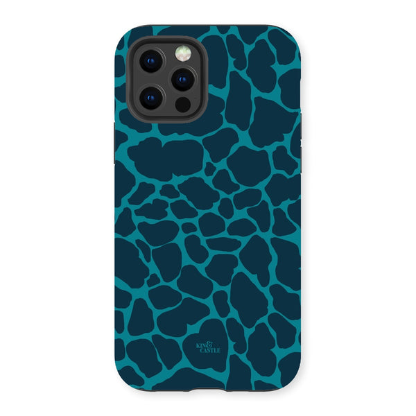 Blue & Teal Giraffe Print Tough Phone Case
