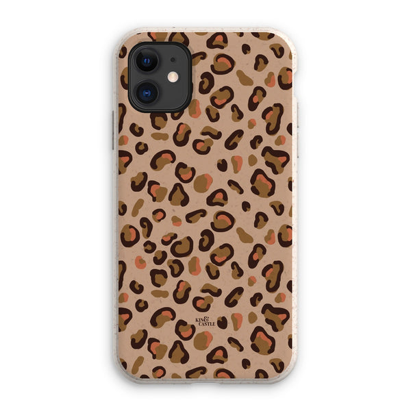 Tan & Coral Leopard Print Eco Phone Case