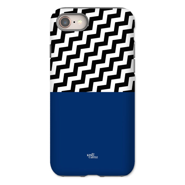 Geometric Zig Zag & Navy Blue Tough Phone Case