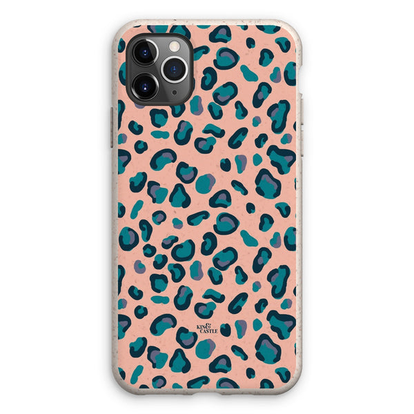 Peach, Teal & Blue Leopard Print Eco Phone Case