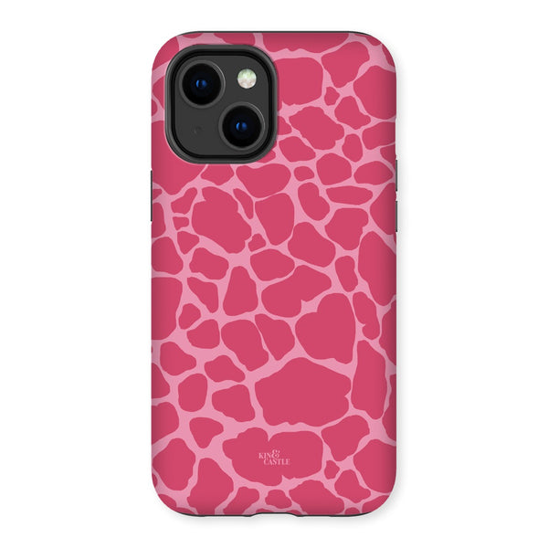 Raspberry Pink Giraffe Print Tough Phone Case