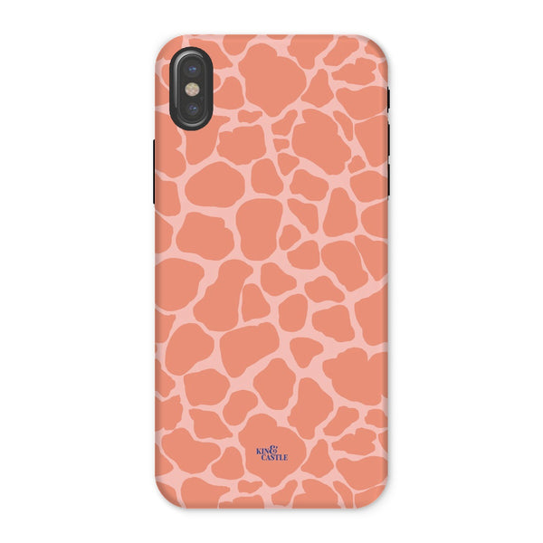 Peach Giraffe Print Tough Phone Case