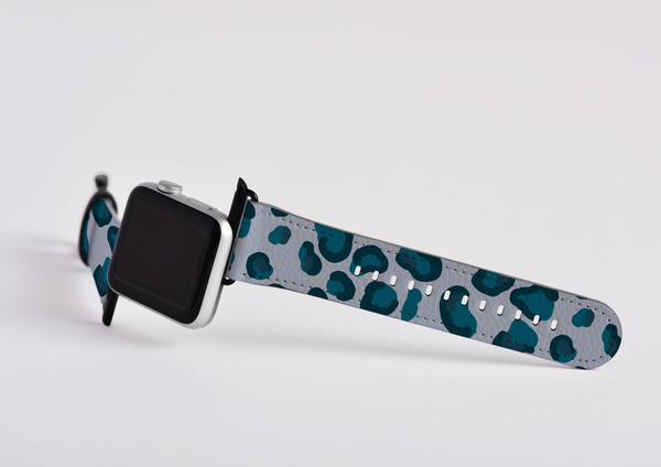 Cool Blues Leopard Print Apple Watch Strap