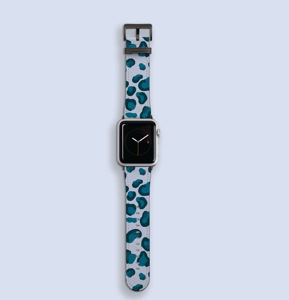 Cool Blues Leopard Print Apple Watch Strap