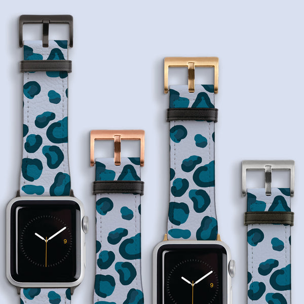 Cool Blues Leopard Print Apple Watch Strap
