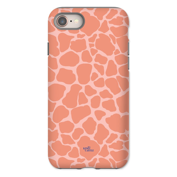Peach Giraffe Print Tough Phone Case
