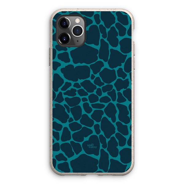Blue & Teal Giraffe Print Eco Phone Case