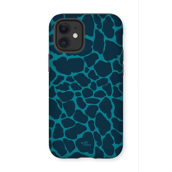 Blue & Teal Giraffe Print Tough Phone Case