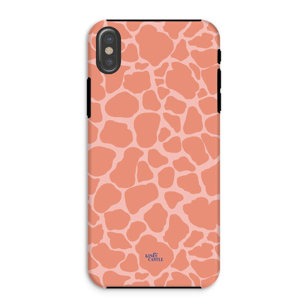 Peach Giraffe Print Tough Phone Case