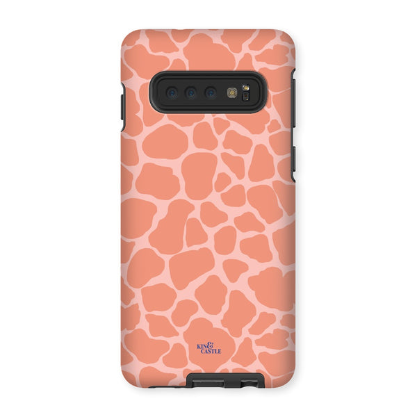 Peach Giraffe Print Tough Phone Case
