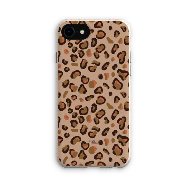 Tan & Coral Leopard Print Eco Phone Case