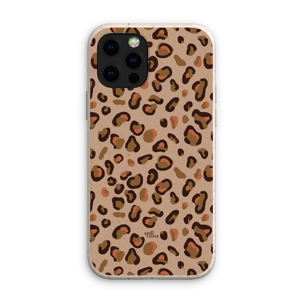 Tan & Coral Leopard Print Eco Phone Case