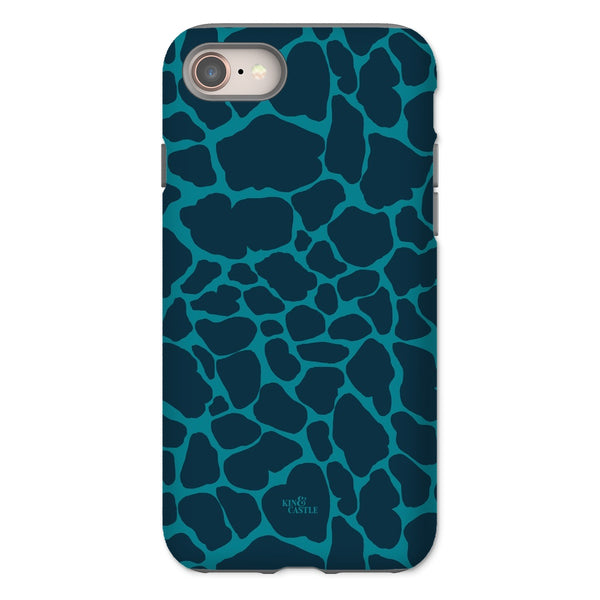 Blue & Teal Giraffe Print Tough Phone Case