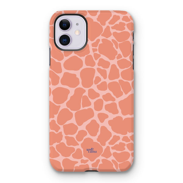 Peach Giraffe Print Tough Phone Case