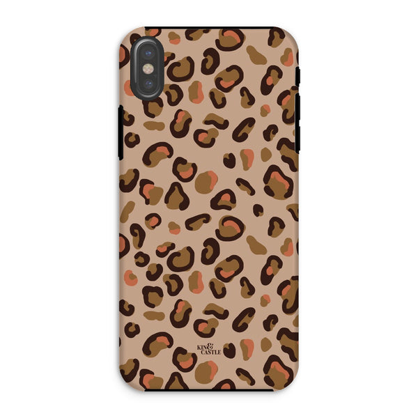 Tan & Coral Leopard Print Tough Phone Case