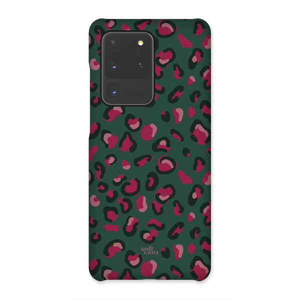 Green & Raspberry Pink Leopard Print Snap Phone Case