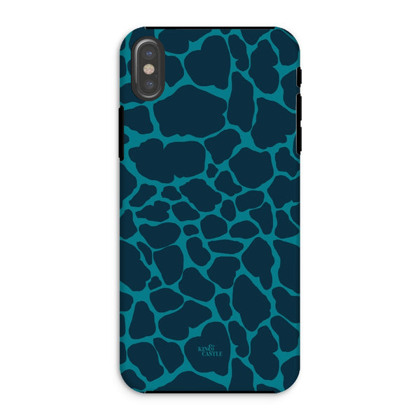 Blue & Teal Giraffe Print Tough Phone Case
