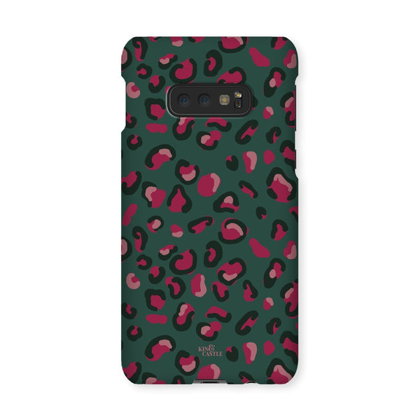 Green & Raspberry Pink Leopard Print Snap Phone Case