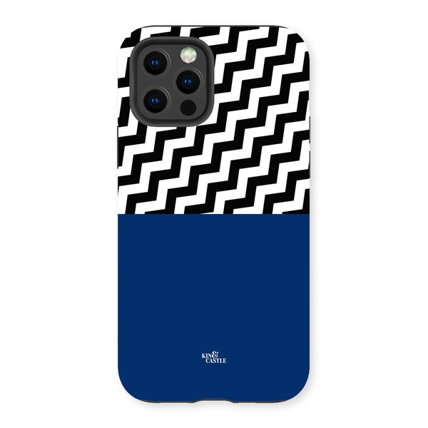 Geometric Zig Zag & Navy Blue Tough Phone Case