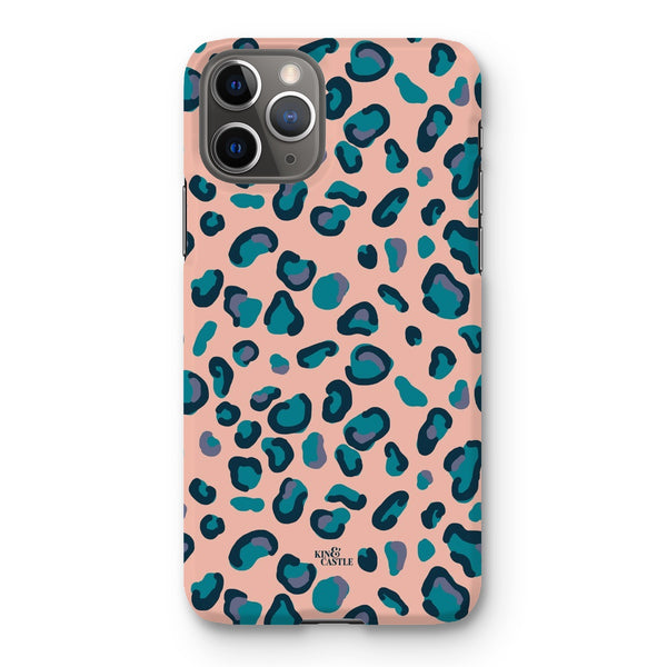 Peach, Teal & Blue Leopard Print Snap Phone Case