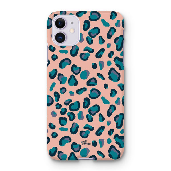 Peach, Teal & Blue Leopard Print Snap Phone Case