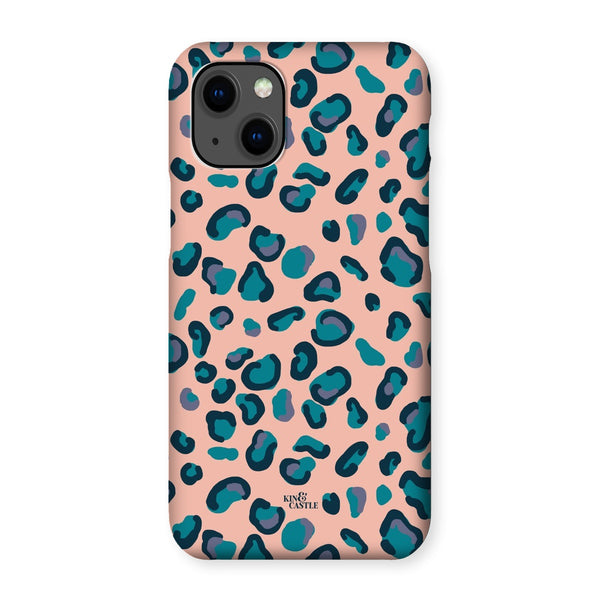 Peach, Teal & Blue Leopard Print Snap Phone Case
