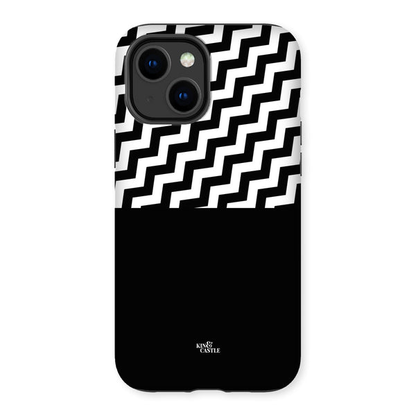 Geometric Zig Zag & Black Tough Phone Case