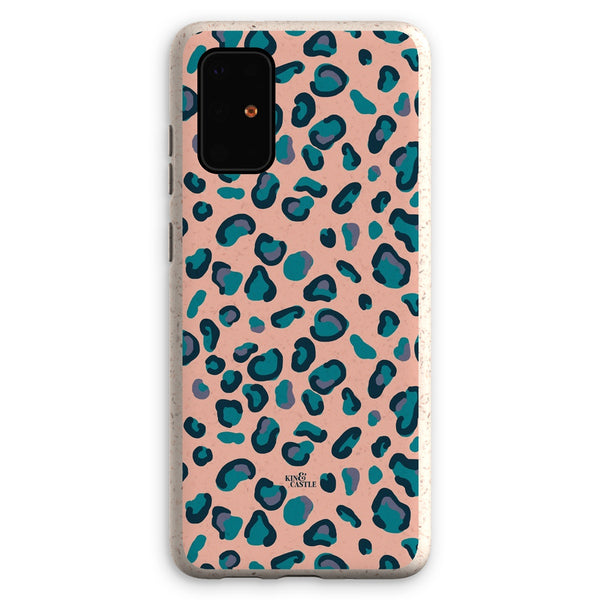Peach, Teal & Blue Leopard Print Eco Phone Case