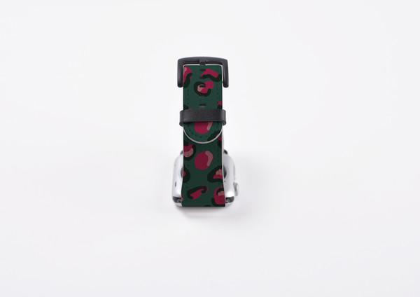 Green & Raspberry Pink Leopard Print Apple Watch Strap