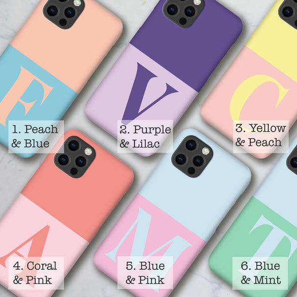 Monogram Initial Pastel Colours Tough Phone Case