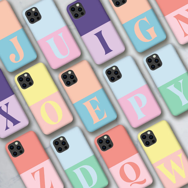 Monogram Initial Pastel Colours Tough Phone Case